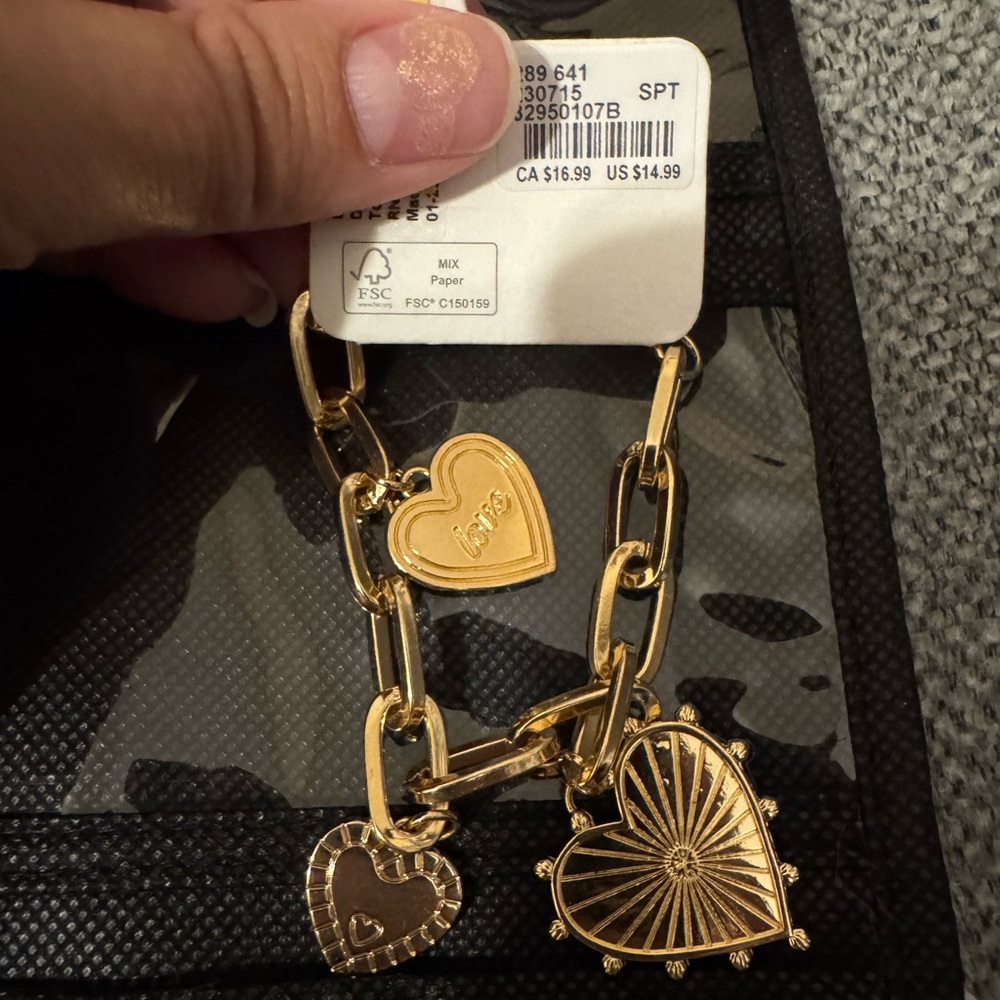 Gold Heart Charm Bracelet
